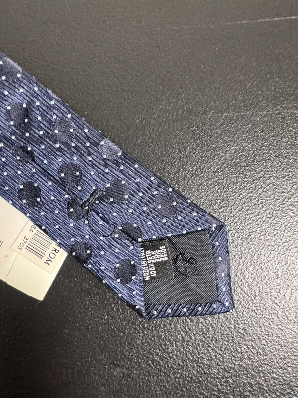 NEW Giorgio Armani mens dark blue polka dot pattern 100% silk neck tie NWT